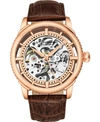 Stuhrling Men's Black Alligator Embossed Genuine Leather Strap Watch 42mm In Blush
