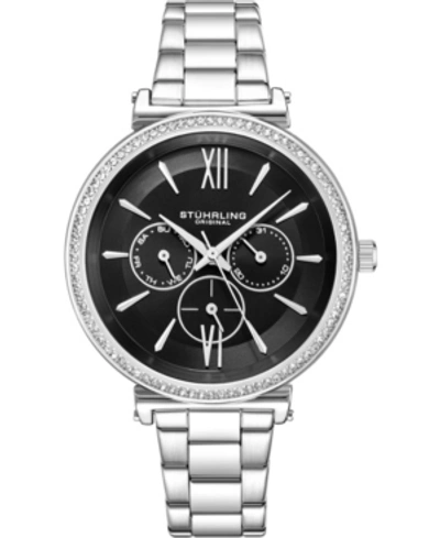 Stuhrling Original Women's Multi-function, Silver Case And Bracelet, Silver Dial Watch In Black