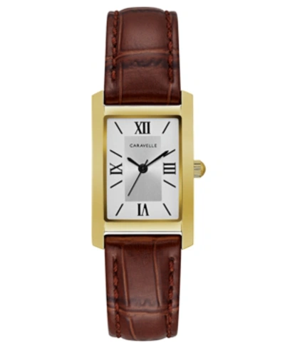 Caravelle Designed By Bulova Women's Brown Leather Strap Watch 21x33mm Women's Shoes In No Color
