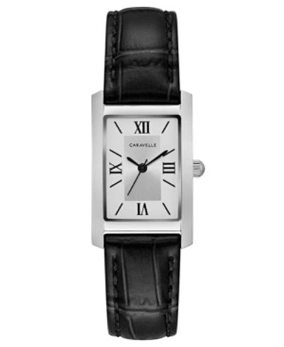 Caravelle Designed By Bulova Women's Black Leather Strap Watch 21x33mm Women's Shoes In No Color