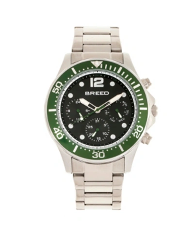 Breed Quartz Pegasus Green Face Multi-function Silver Alloy Watch 46mm