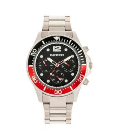 Breed Quartz Pegasus Black And Red Face Multi-function Silver Alloy Watch 46mm