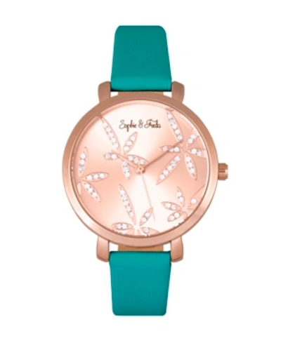 Sophie And Freda Quartz Key West Genuine Leather Watches 35mm In Teal