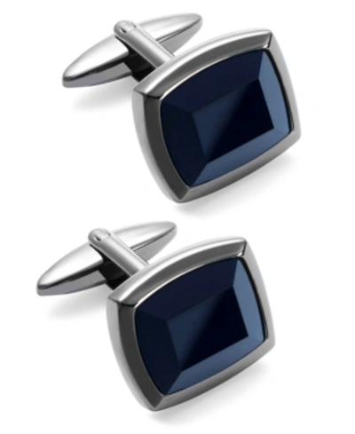 Rhona Sutton Sutton By  Men's Stainless Steel And Jet Stone Cuff Links In Black