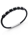 Sutton By Rhona Sutton Men's Stainless Steel Multi-bead Leather Bracelet In Black