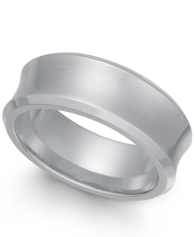 Sutton By Rhona Sutton Stainless Steel Men's Matte Finish Concave Ring In Silver