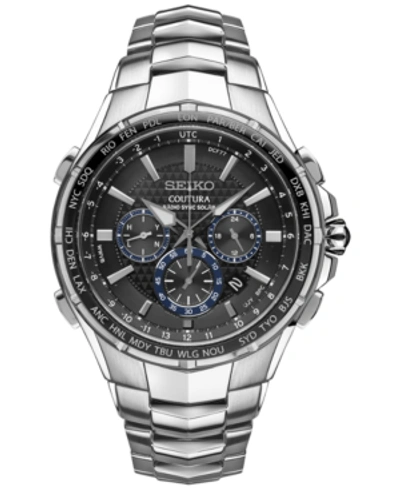 Seiko Men's Solar Chronograph Coutura Stainless Steel Bracelet Watch 45mm Ssg009 In Silver