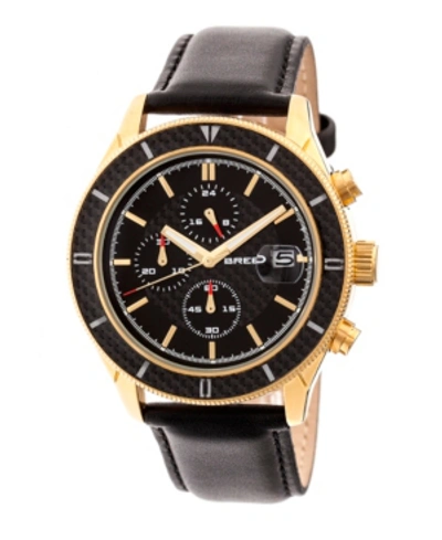 Breed Quartz Maverick Chronograph Gold And Black Genuine Leather Watches 43mm