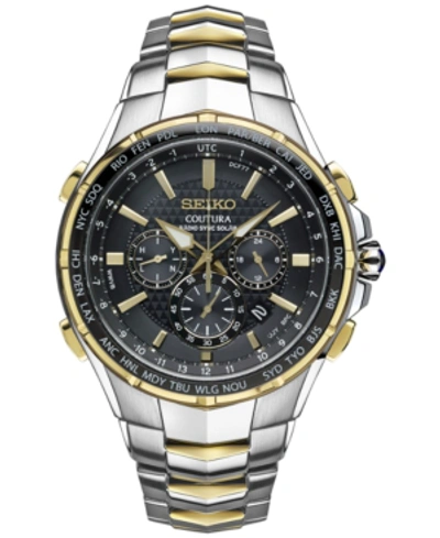 Seiko Men's Coutura Radio Sync Solar Chronograph Two-tone Stainless Steel Bracelet Watch 45mm Ssg010 In Green