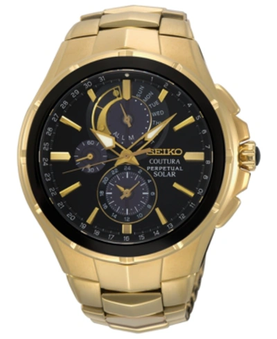 Seiko Men's Solar Chronograph Coutura Gold-tone Stainless Steel Bracelet Watch 44mm In White