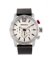 BREED QUARTZ MANUEL CHRONOGRAPH SILVER GENUINE LEATHER WATCHES 46MM