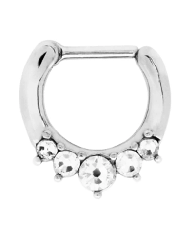 Rhona Sutton Bodifine Stainless Steel Crystal Septum Clicker In Silver