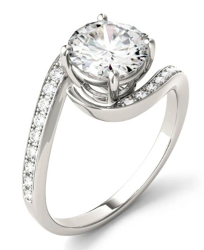 Charles & Colvard Moissanite Round Swirl Engagement Ring (1-3/4 Ct. T.w. Diamond Equivalent) In 14k White Gold