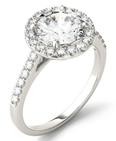 Charles & Colvard Moissanite Round Halo Ring (2-1/3 Ct. Tw. Diamond Equivalent) In 14k White Gold