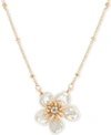 LONNA & LILLY GOLD-TONE CRYSTAL FLOWER PENDANT NECKLACE, 16" + 3" EXTENDER
