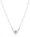 LONNA & LILLY GOLD-TONE CRYSTAL & IMITATION MOTHER-OF-PEARL FLOWER PENDANT NECKLACE, 16" + 3" EXTENDER