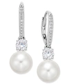 Eliot Danori Silver-tone Crystal Imitation Pearl Drop Earrings, Created For Macy's In Silver
