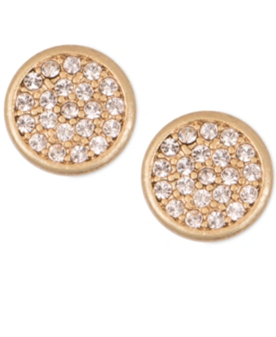 Lonna & Lilly Mixed Metal Pave Disc Stud Earrings In Gold