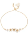 Lonna & Lilly Gold-tone Crystal & Imitation Mother-of-pearl Flower Slider Bracelet In White