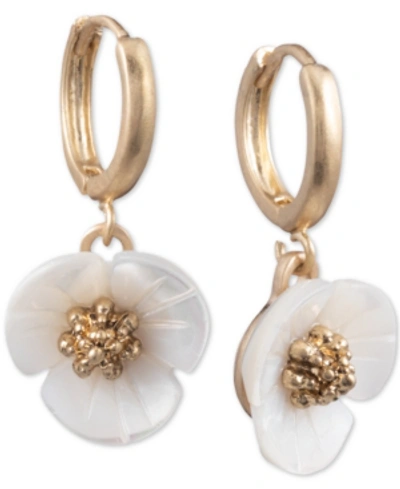 Lonna & Lilly Gold-tone Imitation Mother-of-pearl Flower Drop Small Earrings In White