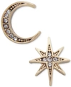 Lonna & Lilly Gold-tone Moon & Stars Mismatch Earrings In Crystal