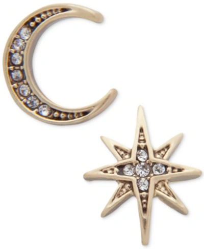 Lonna & Lilly Gold-tone Moon & Stars Mismatch Earrings In Crystal