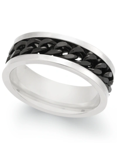 Sutton By Rhona Sutton Men's Two-tone Chain Ring In Silver