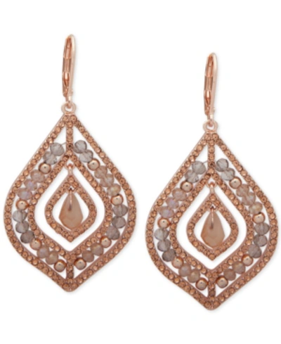 Lonna & Lilly Pave & Stone Beaded Chandelier Earrings In Rose