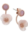 LONNA & LILLY GOLD-TONE WHITE FLOWER FRONT AND BACK EARRINGS