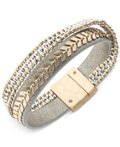Lonna & Lilly Two-tone Leather Multi-row Flex Bracelet In Two Tone