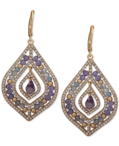 Lonna & Lilly Pave & Stone Beaded Chandelier Earrings In Purple