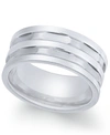 Sutton By Rhona Sutton Men's Stainless Steel Multi-row Cut Band In Silver