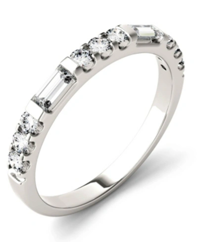 Charles & Colvard Moissanite Round And Baguette Stackable Ring (1/2 Ct. Tw. Diamond Equivalent) In 14k White Gold