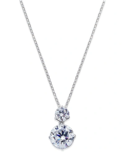 Eliot Danori Silver-tone Cubic Zirconia Double Pendant Necklace, Created For Macy's