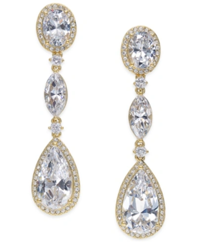 Eliot Danori Oval Crystal Drop Earrings, Created For Macy's In Gold