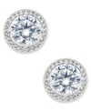 Eliot Danori Silver-tone Cubic Zirconia Framed Stud Earrings, Created For Macy's In Silver