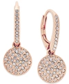 Eliot Danori Rose Gold-tone Pave Disc Drop Earrings, Created For Macy's In Rose Gold