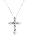Eliot Danori Silver-tone Crystal Cross Pendant Necklace, Created For Macy's In Silver