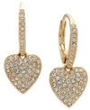 Eliot Danori Pave Heart Drop Earrings, Created For Macy's In Gold