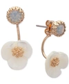 LONNA & LILLY GOLD-TONE WHITE FLOWER FRONT AND BACK EARRINGS