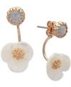 Lonna & Lilly Gold-tone White Flower Front And Back Earrings In White