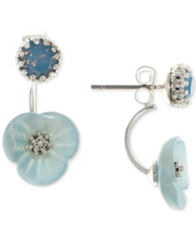 Lonna & Lilly Gold-tone White Flower Front And Back Earrings In Blue