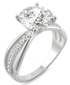 Charles & Colvard Moissanite Round Solitaire With Sides Ring (2-9/10 Ct. Tw. Diamond Equivalent) In 14k White Gold In White Gold