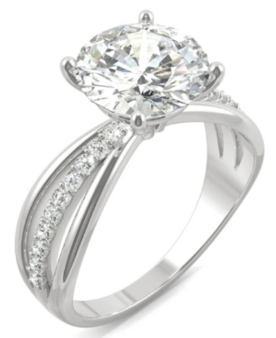 Charles & Colvard Moissanite Round Solitaire With Sides Ring (2-9/10 Ct. Tw. Diamond Equivalent) In 14k White Gold