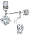 ELIOT DANORI SILVER-TONE DOUBLE CRYSTAL FRONT BACK EARRINGS, CREATED FOR MACY'S