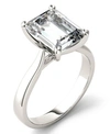 Charles & Colvard Moissanite Emerald Solitaire Ring (3-1/2 Ct. T.w. Diamond Equivalent) In 14k White Gold In White Gold