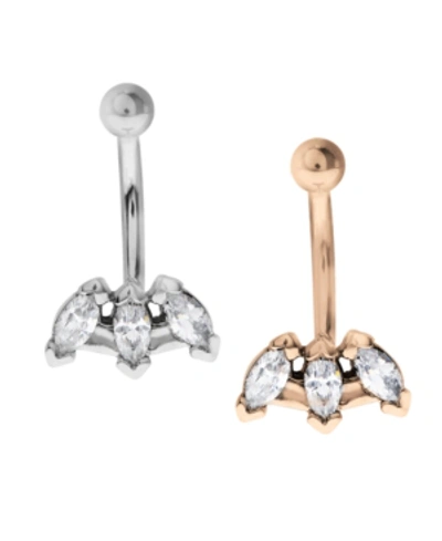 Rhona Sutton Bodifine Stainless Steel Set Of 2 Colors Marquise Crystal Tragus In Multi