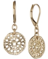 LONNA & LILLY GOLD-TONE TEXTURED DISC DROP EARRINGS