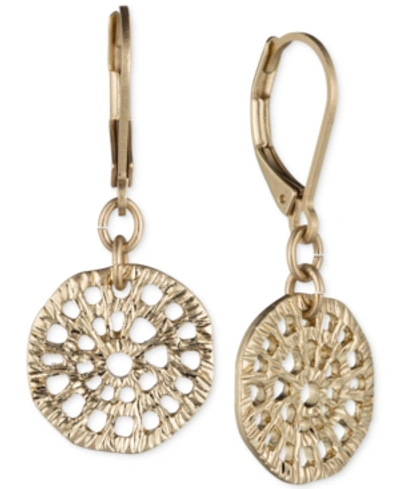 Lonna & Lilly Gold-tone Textured Disc Drop Earrings