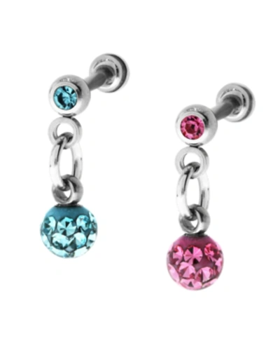 Rhona Sutton Bodifine Stainless Steel Set Of 2 Crystal And Resin Tragus In Asstd
